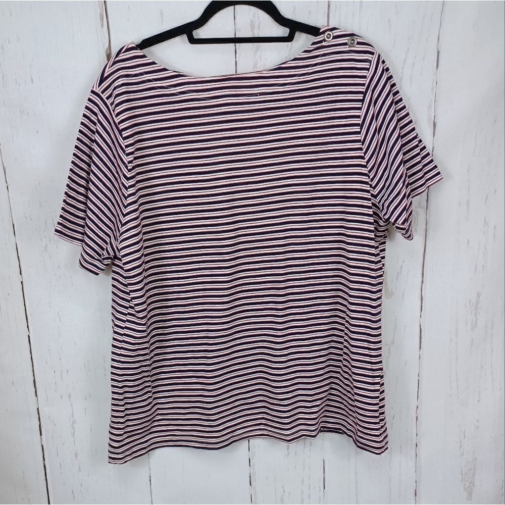 Cherokee Striped Blue Red White Womens T-shirt